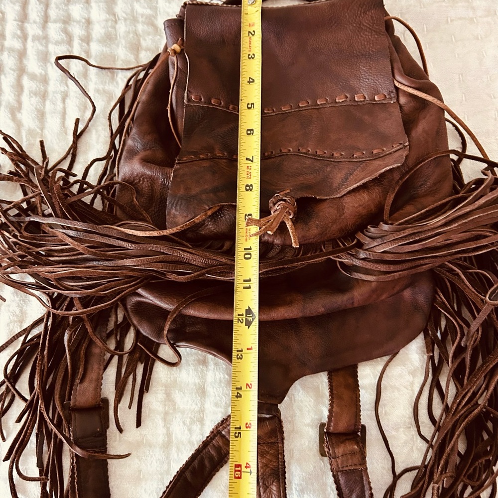 Brown Hobo Bag with Leather Fringe and Vintage Style - Picture 9 of 9